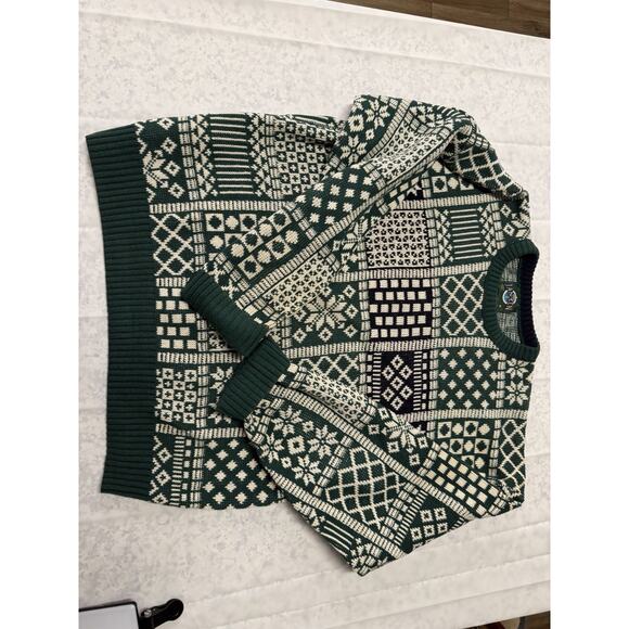 Vintage JanTzen Men’s Sweater Holiday Green And White Holiday Theme Size XL - Picture 2 of 9
